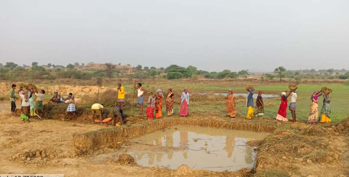 వీరాపురంలో ఉపాధి పనులు చేస్తున్న కూలీలు
