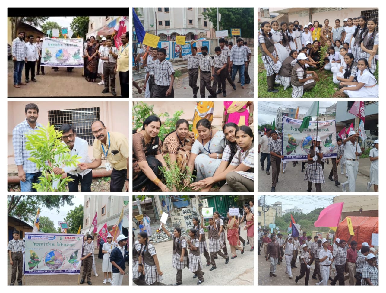  శ్రీ చైతన్య పాఠశాల విద్యార్థుల ప్రదర్శన, మొక్కలు నాటుతున్న ఆర్‌ఐ రామాంజనేయులు, ప్రిన్సిపల్‌ మంజుల, వైస్‌ ప్రిన్సిపల్‌ పరమేశ్వర రెడ్డి, డీన్‌ రాజేష్‌ తదితరులు