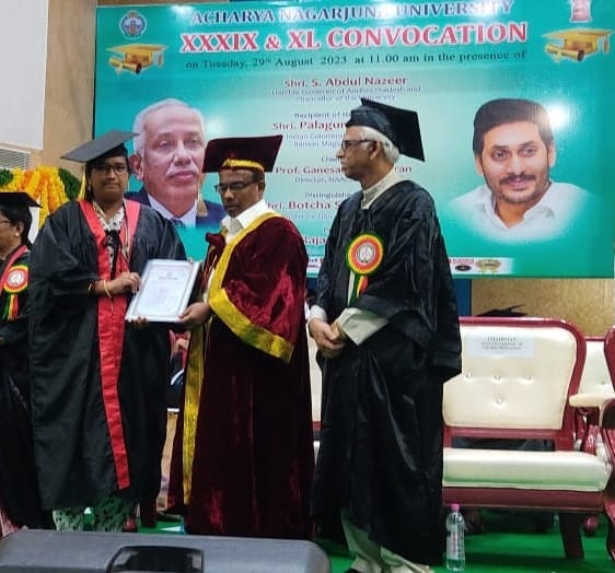 ఆనాల ఆది వెంకటలక్ష్మి సాయిరాంకు ఎంఏ జర్నలిజంలో  గోల్డ్ మెడల్ 