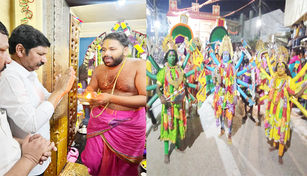 Minister-Jogi-Ramesh-and-MLA-Vasantha-visited-the-goddess-in-Mylavaram