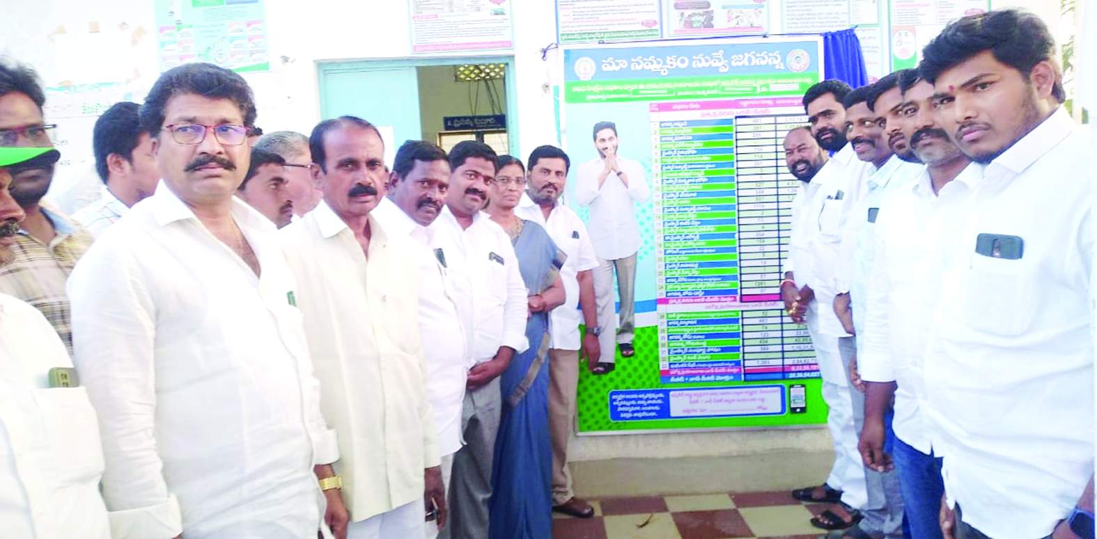 సంక్షేమ బోర్డును ఆవిష్కరిస్తున్న వైసిపి నాయకులు